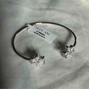 Alex and Ani Silver Snowflake Bracelet with Blue Accents
